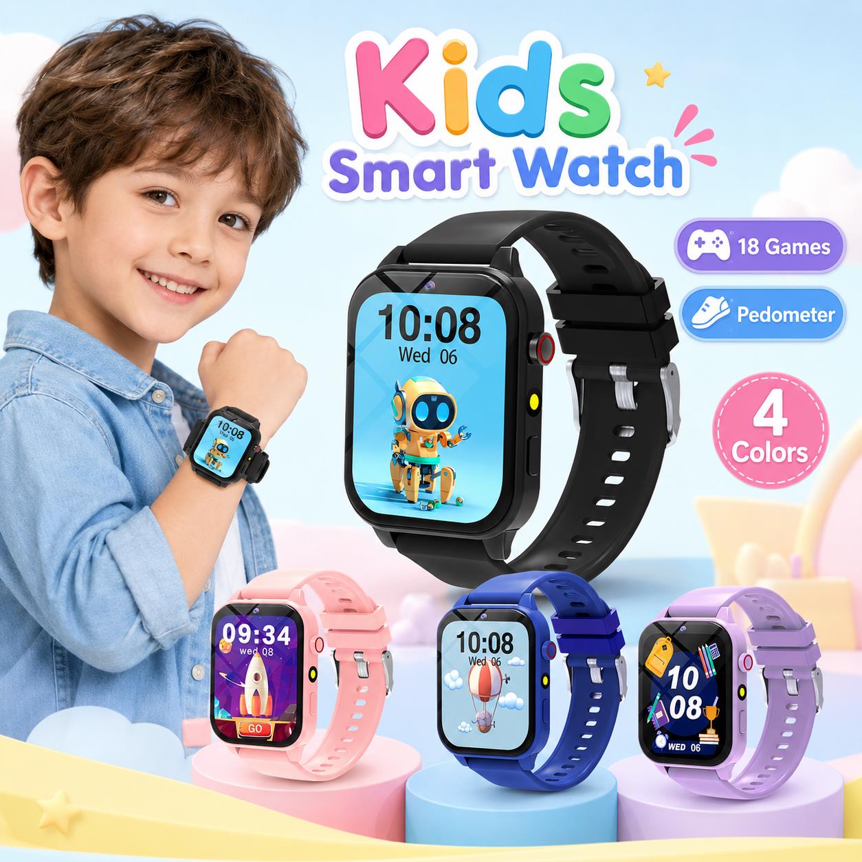 Smartwatch Digital Watches For Girls - Relógio Inteligente para Crianças com 18