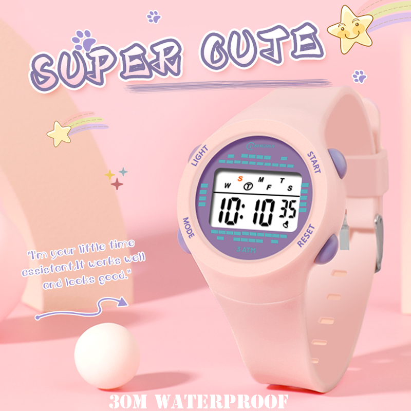Smartwatch Digital Watches For Kids - Relógio eletrônico infantil, relógio rosa fofo